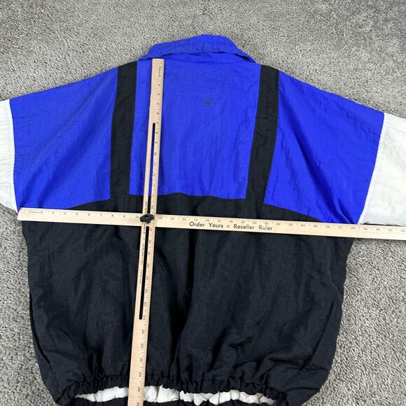 Vintage Adidas Jacket Mens XL Blue Black Anorak Quarter Zip Made Hong Kong 90s - Picture 11 of 16